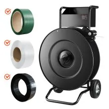 VEVOR Banding Strapping Cart, Fit for PET / PP / Steel Strap Coils with 8 or 16 inches Core Size, Heavy Duty Strapping Dispenser Equipped with Upgrade Drum Brake, Built-in Spacious Tray for Tools