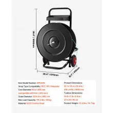 VEVOR Banding Strapping Cart, Fit for PET/PP/Polyester Strapping Coils with 20.3/40.6 cm Core Size, Heavy Duty Strapping Dispenser Equipped with Upgrade Brake System, Built-in Spacious Tray for Tools