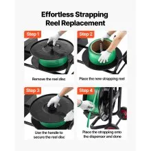 VEVOR Banding Strapping Cart, Fit for PET / PP / Polyester Strapping Coils with 8 inches Core Size, Heavy Duty Strapping Dispenser Equipped with Upgrade Brake System, Built-in Spacious Tray for Tools