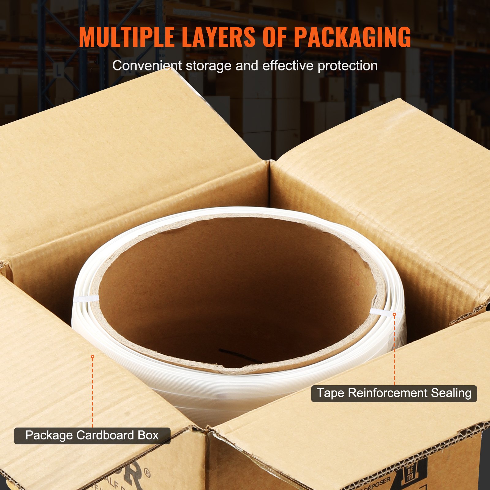 VEVOR Packaging Woven Cord Strapping Roll, 330' Length x 3/4" Width x 0.03" Thickness, 1763 lbs Break Strength, Heavy Duty Banding Pallet Strap Coil, Portable Strong Banding Packing Straps, White