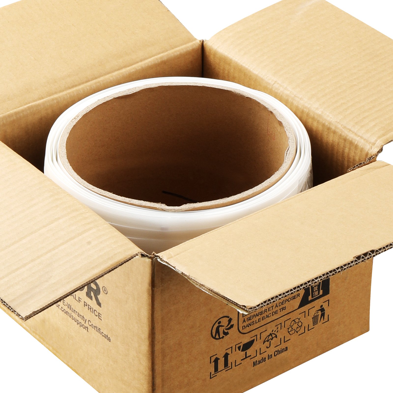 VEVOR Packaging Woven Cord Strapping Roll, 330' Length x 3/4" Width x 0.03" Thickness, 1763 lbs Break Strength, Heavy Duty Banding Pallet Strap Coil, Portable Strong Banding Packing Straps, White