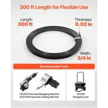 VEVOR Steel Strapping Coil 3/4 in x 0.02 in x 300 ft Metal Banding Strap