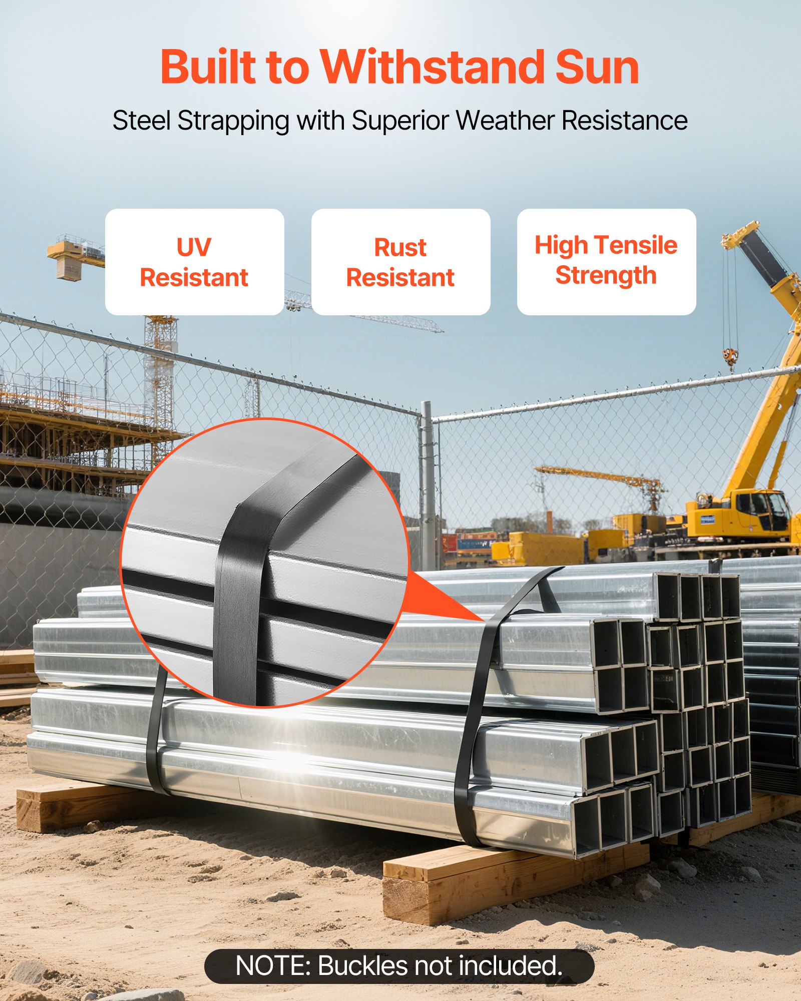VEVOR Steel Strapping Coil, 19 mm x 0.55 mm x 500 m, Metal Strapping Banding Roll Withstands Harsh Environment, 771 kg Break Strength, Heavy Duty Banding Pallet Strap Coil for Pallet Packing