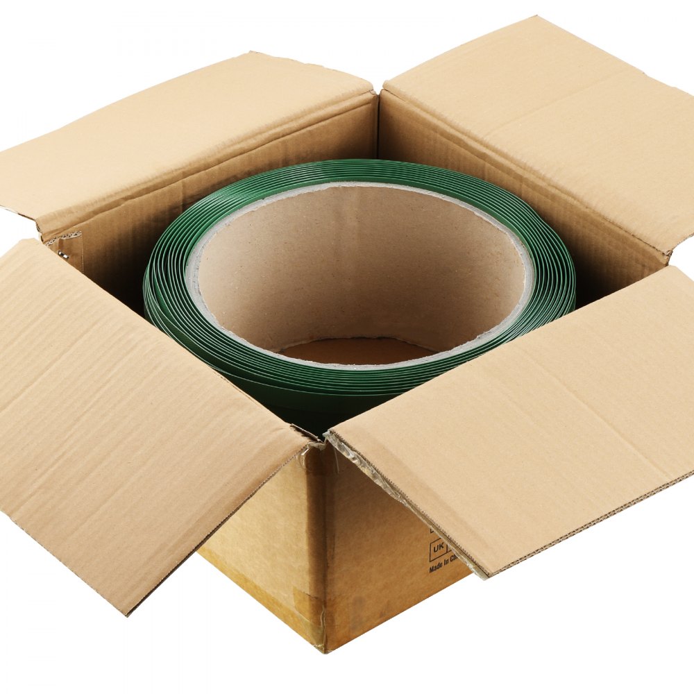 VEVOR Packaging Polyester PET Strapping Roll, 1000' Length x 0.63" Width x 0.03" Thickness, 992 lbs Break Strength, Heavy Duty Banding Pallet Strap Coil, Portable Strong Banding Packing Straps, Green