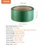 VEVOR Packaging Polyester PET Strapping Roll, 1000' Length x 0.63" Width x 0.03" Thickness, 992 lbs Break Strength, Heavy Duty Banding Pallet Strap Coil, Portable Strong Banding Packing Straps, Green