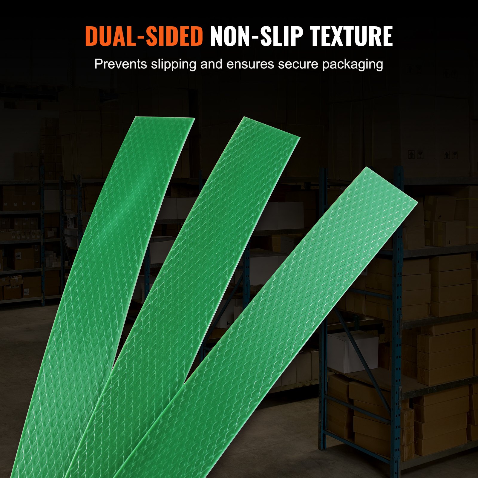VEVOR Packaging Polyester PET Strapping Roll, 1000' Length x 0.63" Width x 0.03" Thickness, 992 lbs Break Strength, Heavy Duty Banding Pallet Strap Coil, Portable Strong Banding Packing Straps, Green