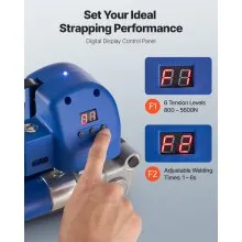 VEVOR Electric Strapping Machine, 2 x 4000mAh Batteries, Automatic Strapping Tool with Digital Display for 0.394-0.748 inches Wide PET Straps, Handheld Banding Tools for Packaging Box Pallet