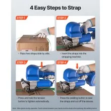 VEVOR Electric Strapping Machine, 2 x 4000mAh Batteries, Automatic Strapping Tool with Digital Display for 0.394-0.748 inches Wide PET Straps, Handheld Banding Tools for Packaging Box Pallet
