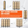 VEVOR 4 Panel Room Divider, Hand-Woven Rattan Folding Privacy Screens with Hinges, Portable Partition Room Dividers, Wooden Freestanding Wall Divider for Room Separation, Living Room, Bedroom, Brown