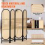 4 Panel Room Divider Hand-Woven Rattan Folding Privacy Screens Brown