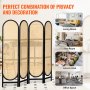 VEVOR 4 Panel Room Divider Hand-Woven Rattan Folding Privacy Screens Brown