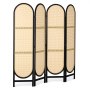 VEVOR 4 Panel Room Divider, Hand-Woven Rattan Folding Privacy Screens with Hinges, Portable Partition Room Dividers, Wooden Freestanding Wall Divider for Room Separation, Living Room, Bedroom, Brown
