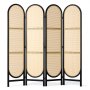 VEVOR 4 Panel Room Divider, Hand-Woven Rattan Folding Privacy Screens with Hinges, Portable Partition Room Dividers, Wooden Freestanding Wall Divider for Room Separation, Living Room, Bedroom, Brown