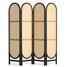 VEVOR 4 Panel Room Divider Hand-Woven Rattan Folding Privacy Screens Brown