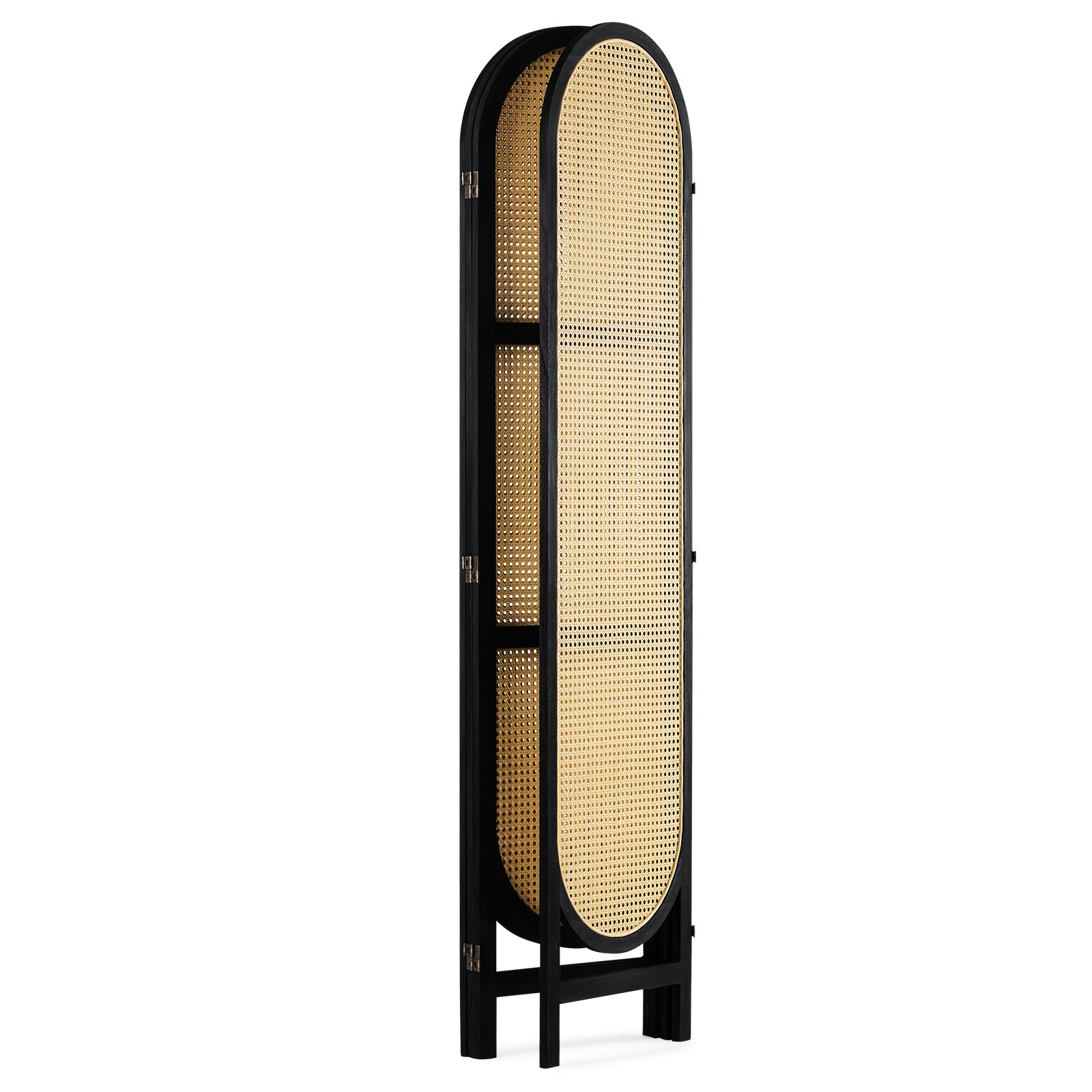 VEVOR 4 Panel Room Divider, Hand-Woven Rattan Folding Privacy Screens with Hinges, Portable Partition Room Dividers, Wooden Freestanding Wall Divider for Room Separation, Living Room, Bedroom, Brown