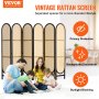 VEVOR 6 Panel Room Divider Hand-Woven Rattan Folding Privacy Screens Brown