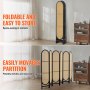 6 Panels Room Dividers and Folding Privacy Screens, Hand-Woven Rattan Room Divider Wall, Wood Room Divider Freestanding Room Partitions Screen for Home Office Bedroom