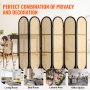 6 Panels Room Dividers and Folding Privacy Screens, Hand-Woven Rattan Room Divider Wall, Wood Room Divider Freestanding Room Partitions Screen for Home Office Bedroom