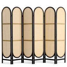 VEVOR 6 Panel Room Divider, Hand-Woven Rattan Folding Privacy Screens with Hinges, Portable Partition Room Dividers, Wooden Freestanding Wall Divider for Room Separation, Living Room, Bedroom, Brown