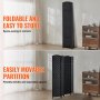 4 Panel Room Divider Hand-Woven Folding Privacy Screen with Hinges Black