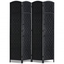 VEVOR 4 Panel Room Divider, Hand-Woven Folding Privacy Screens with Hinges, Portable and Freestanding Partition Room Dividers and Wall Divider for Room Separation, Black