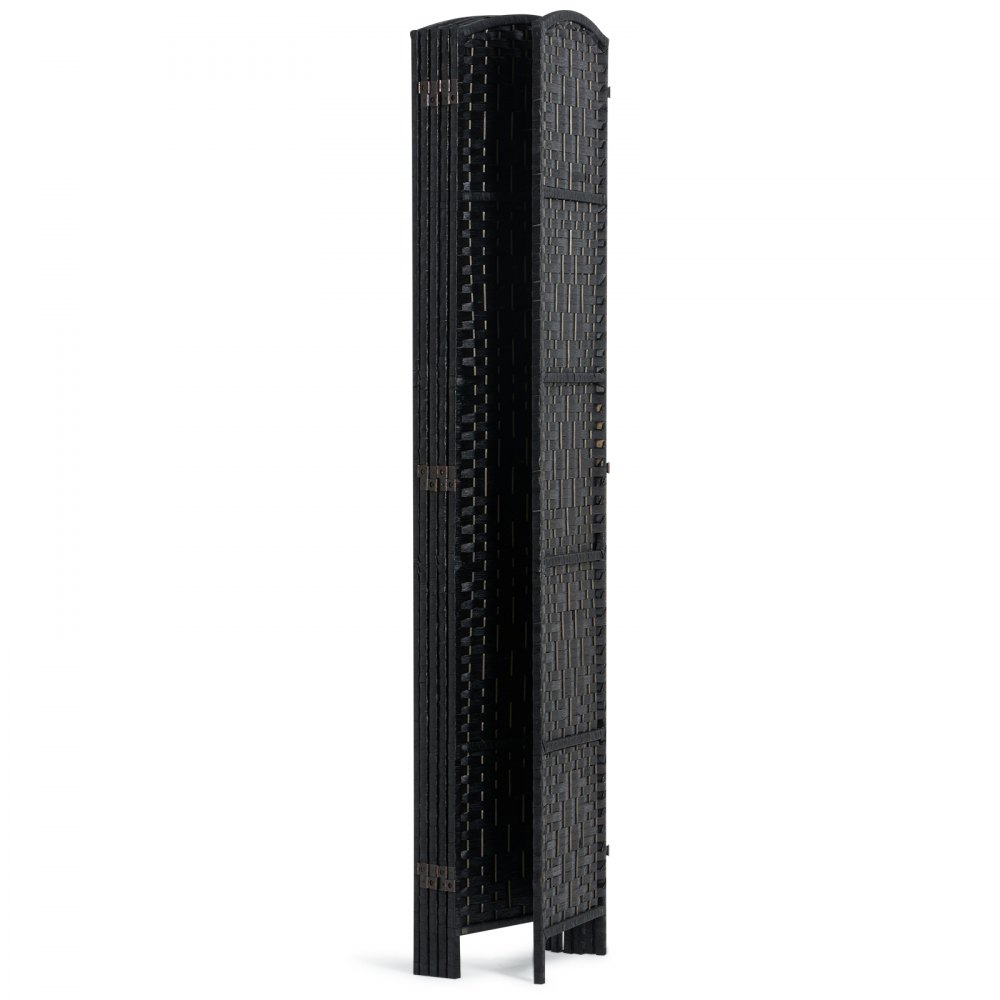 VEVOR 6 Panel Room Divider, Hand-Woven Folding Privacy Screens with Hinges, Portable and Freestanding Partition Room Dividers and Wall Divider for Room Separation, Black