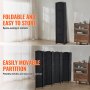 6 Panel Room Divider Hand-Woven Folding Privacy Screen with Hinges Black