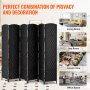 VEVOR 6 Panel Room Divider Hand-Woven Folding Privacy Screen with Hinges Black