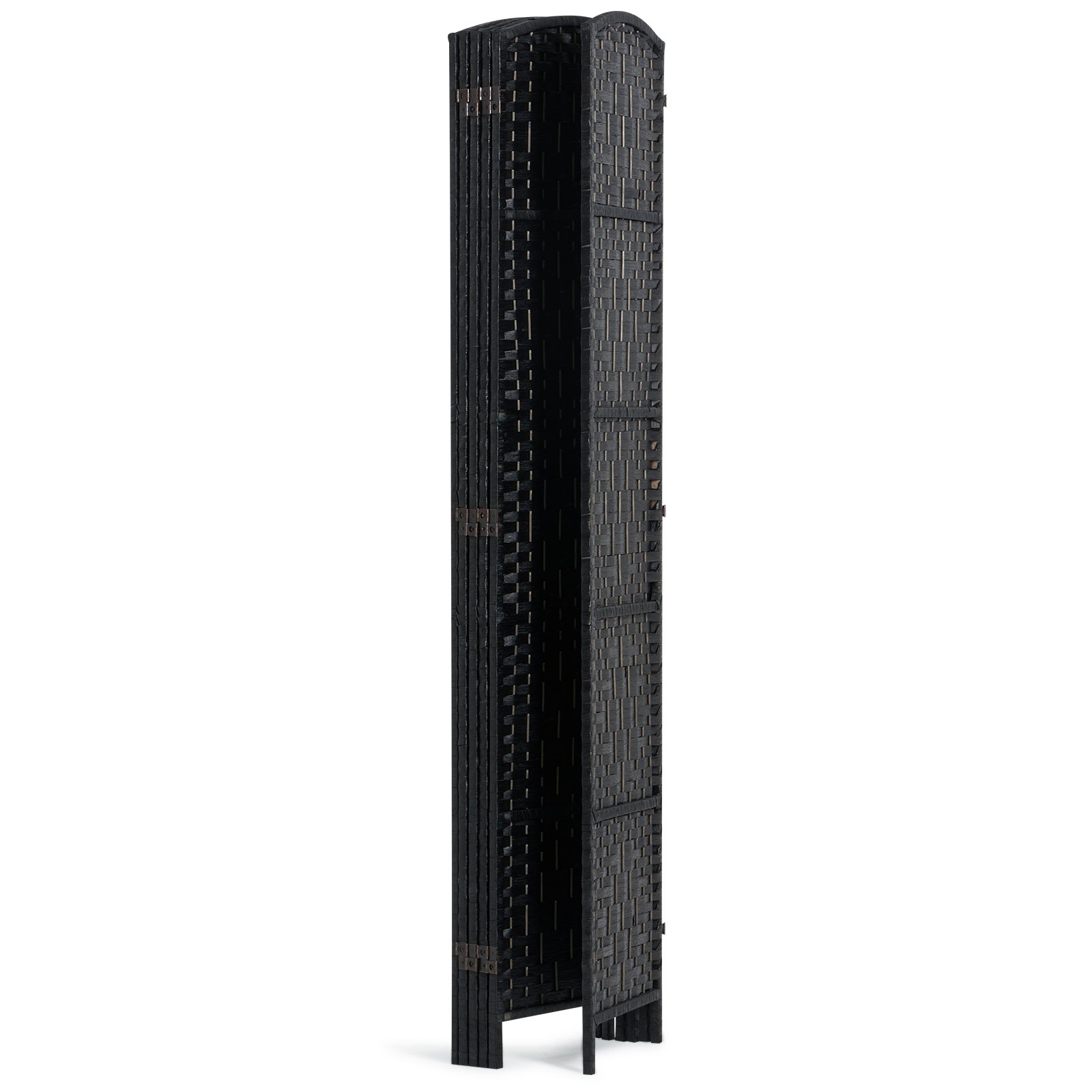 VEVOR 6 Panel Room Divider, Hand-Woven Folding Privacy Screens with Hinges, Portable and Freestanding Partition Room Dividers and Wall Divider for Room Separation, Black