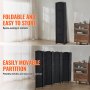 8 Panel Room Divider Hand-Woven Folding Privacy Screen with Hinges Black