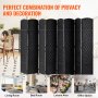 8 Panel Room Divider Hand-Woven Folding Privacy Screen with Hinges Black