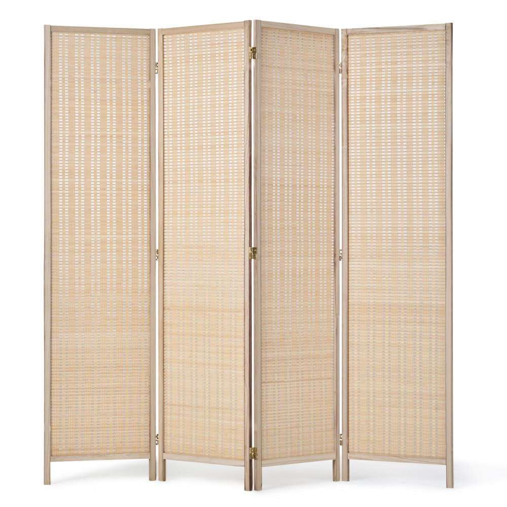 VEVOR 4 Panel Room Divider Bamboo Hand-Woven Folding Privacy Screens Natural