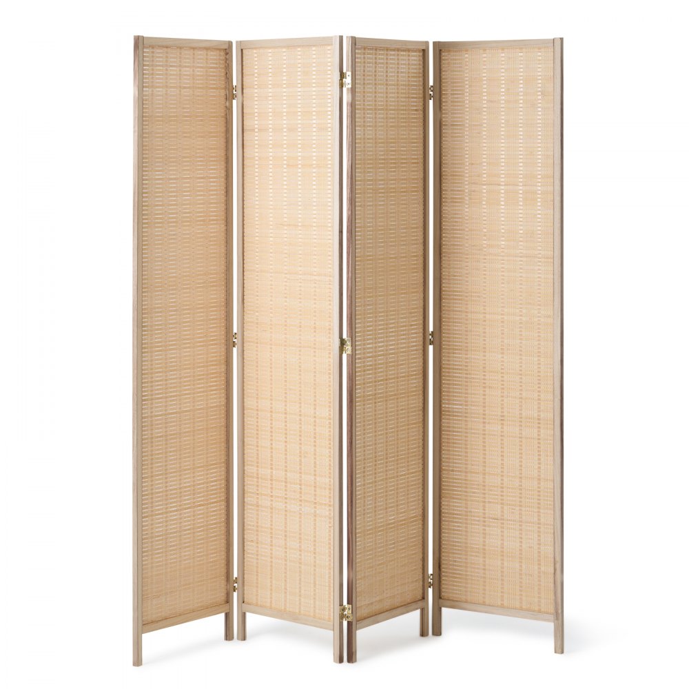 VEVOR 4 Panel Room Divider Bamboo Hand-Woven Folding Privacy Screens Natural