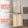 VEVOR 4 Panel Room Divider Bamboo Hand-Woven Folding Privacy Screens Natural