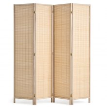 VEVOR 4 Panel Room Divider, Bamboo Hand-Woven Folding Privacy Screens with Hinges, Portable Partition Room Dividers & Freestanding Wall Divider for Room Separation, Living Room, Bedroom, Natural