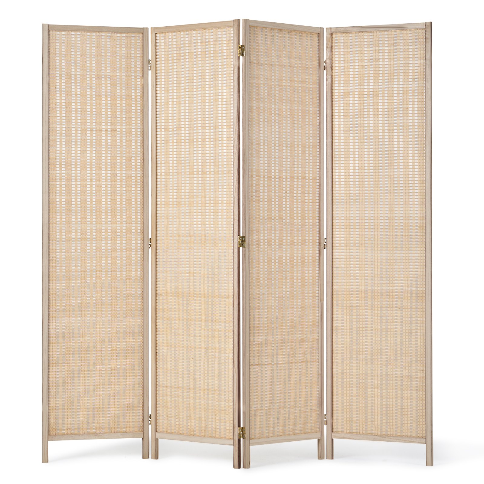 VEVOR 4 Panel Room Divider Bamboo Hand-Woven Folding Privacy Screens Natural