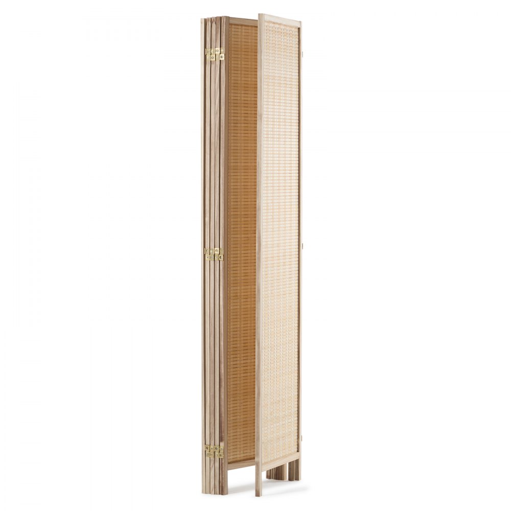 VEVOR 6 Panel Room Divider, Bamboo Hand-Woven Folding Privacy Screens with Hinges, Portable Partition Room Dividers & Freestanding Wall Divider for Room Separation, Living Room, Bedroom, Natural