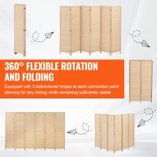 6 Panel Room Divider Bamboo Hand-Woven Folding Privacy Screens Natural