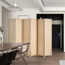 VEVOR 6 Panel Room Divider, Bamboo Hand-Woven Folding Privacy Screens with Hinges, Portable Partition Room Dividers & Freestanding Wall Divider for Room Separation, Living Room, Bedroom, Natural