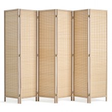 VEVOR 6 Panel Room Divider, Bamboo Hand-Woven Folding Privacy Screens with Hinges, Portable Partition Room Dividers & Freestanding Wall Divider for Room Separation, Living Room, Bedroom, Natural