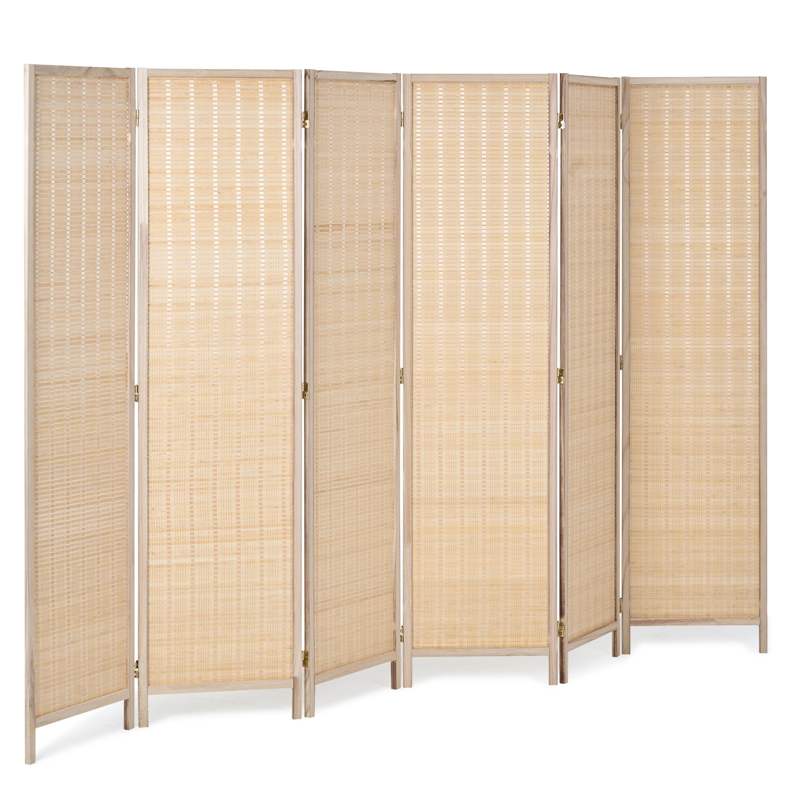 VEVOR 6 Panel Room Divider, Bamboo Hand-Woven Folding Privacy Screens with Hinges, Portable Partition Room Dividers & Freestanding Wall Divider for Room Separation, Living Room, Bedroom, Natural