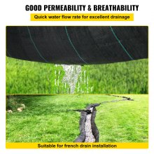 VEVOR Geotextile Fabric, 12.5 x 30 ft 3.5oz Woven PP Driveway Drain Cloth w/ 600lbs Tensile Strength, Heavy Duty Underlayment for Soil Stabilization, Landscaping, Weed Barrier, 12.5FT30FT-3.5OZ, Black