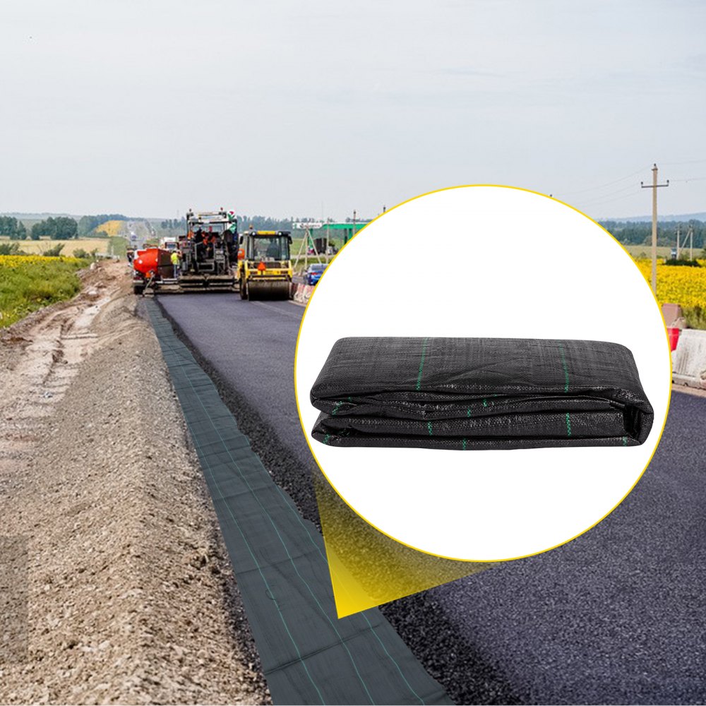 VEVOR Geotextile Fabric, 12.5 x 50 ft 3.5oz Woven PP Driveway Drain Cloth with 600lbs Tensile Strength, Heavy Duty Underlayment for Soil Stabilization, Landscaping, Weed Barrier, 12.5FT50FT-3.5OZ, Bla