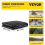 VEVOR Geotextile Fabric, 12.5 x 50 ft 3.5oz Woven PP Driveway Drain Cloth with 600lbs Tensile Strength, Heavy Duty Underlayment for Soil Stabilization, Landscaping, Weed Barrier, 12.5FT50FT-3.5OZ, Bla