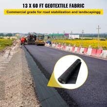 VEVOR Driveway Fabric Stabilization Geotextile Fabric 13x60' Underlayment Black