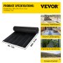 VEVOR Geotextile Fabric, 6 x 300 ft 3oz Woven PP Driveway Drain Cloth w/ 600lbs Tensile Strength, Heavy Duty Underlayment for Soil Stabilization, Landscaping, Weed Barrier, 6FT300FT-3OZ, Black