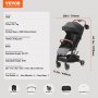 VEVOR Standard baba babakocsi, totyogó babakocsi 95°-175°-ban állítható háttámlával és 0/90°-ban állítható lábtartóval és egy kattintással összecsukható, újszülött babakocsi pohártartóval és hordtáskával, fekete