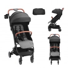 VEVOR Vauvan Vauvanrattaat, Taaperoiden rattaat 95°-175° säädettävällä selkänojalla ja 0/90° säädettävällä jalkatuella ja yhdellä napsautuksella taitettavalla, vastasyntyneen rattaat mukitelineellä ja kantolaukulla, musta