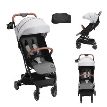 VEVOR Standard Baby Infant Stroller, Toddler Stroller with 95°-150° Adjustable Backrest & & 0/90°Adjustable Footrest & One-click Folding, Newborn Stroller with Cup Holder and Carry Bag, Light Grey