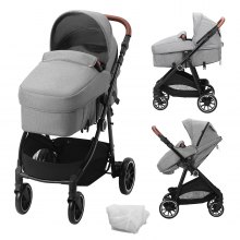 VEVOR Standard Baby Stroller, Infant Toddler Stroller with Bassinet, 3rd-Gear Adjustable Backrest & Foldable & Reversible Seat, Carbon Steel Newborn Stroller with Leg Cover and Mesh Net, Dark Grey